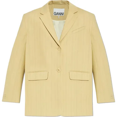 Ganni - Jackets > Blazers - Beige - Ganni - Modalova