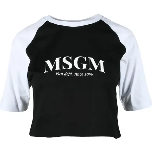 Msgm - Tops > T-Shirts - Black - Msgm - Modalova