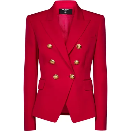 Balmain - Jackets > Blazers - Red - Balmain - Modalova