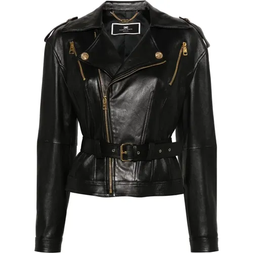 Jackets > Leather Jackets - - Elisabetta Franchi - Modalova