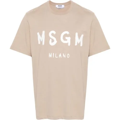 Msgm - Tops > T-Shirts - Beige - Msgm - Modalova
