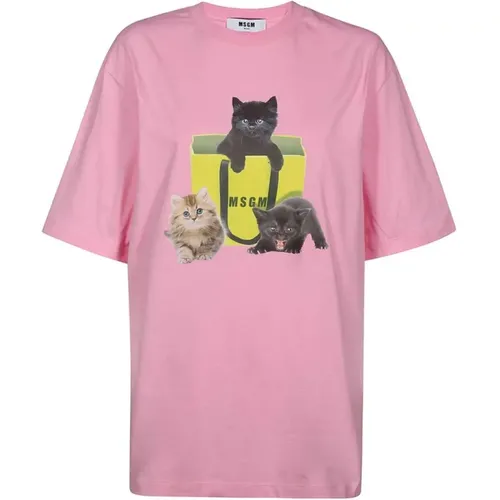 Msgm - Tops > T-Shirts - Pink - Msgm - Modalova