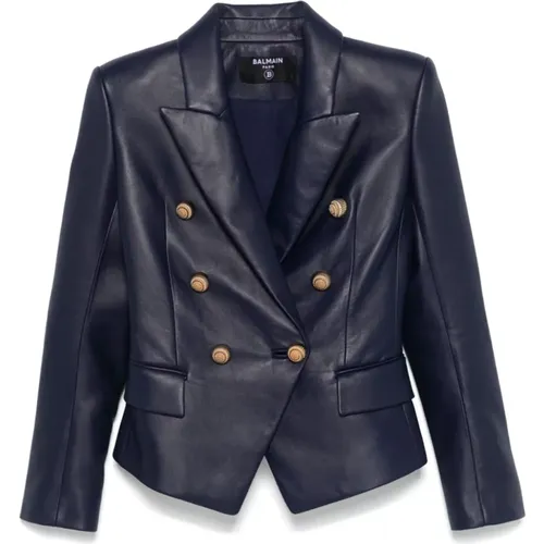 Jackets > Leather Jackets - - Balmain - Modalova