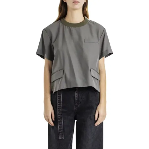 Sacai - Tops > T-Shirts - Gray - Sacai - Modalova