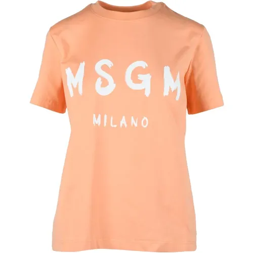 Msgm - Tops > T-Shirts - Orange - Msgm - Modalova