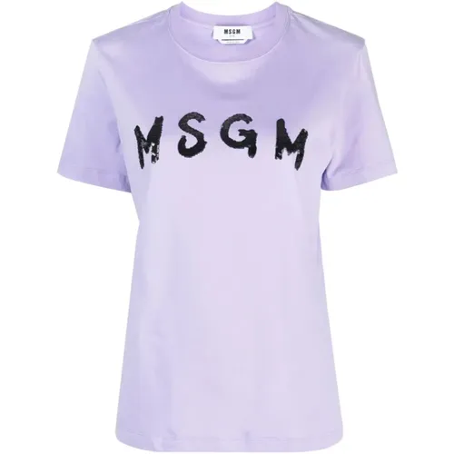 Msgm - Tops > T-Shirts - Purple - Msgm - Modalova