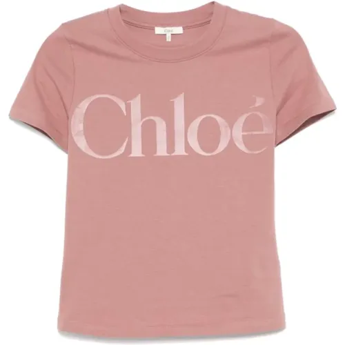 Chloé - Tops > T-Shirts - Pink - Chloé - Modalova