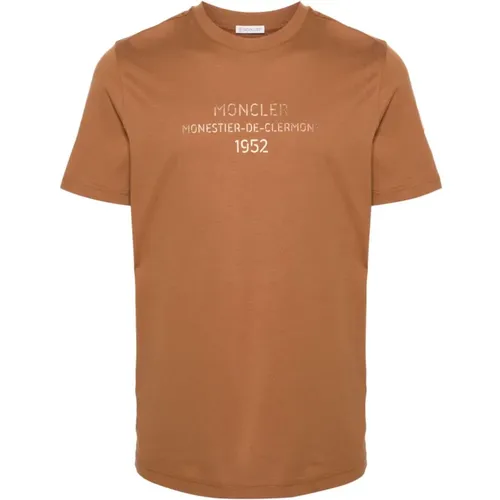 Moncler - Tops > T-Shirts - Brown - Moncler - Modalova