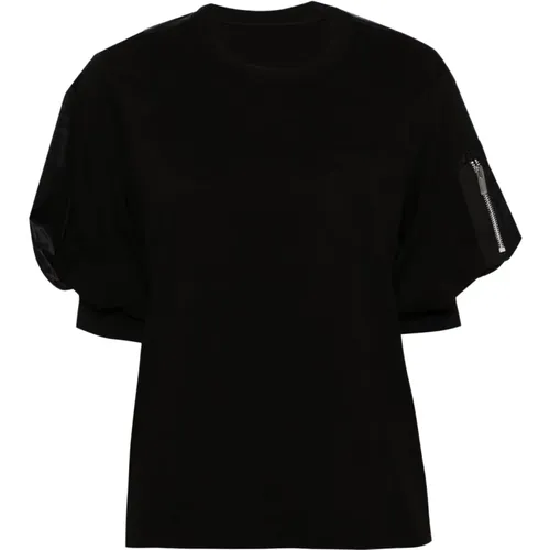 Sacai - Tops > T-Shirts - Black - Sacai - Modalova