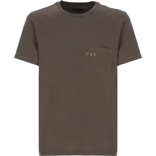 Fay - Tops > T-Shirts - Brown - Fay - Modalova