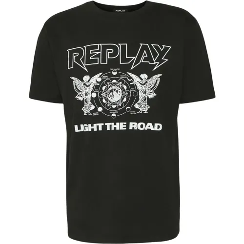 Replay - Tops > T-Shirts - Black - Replay - Modalova