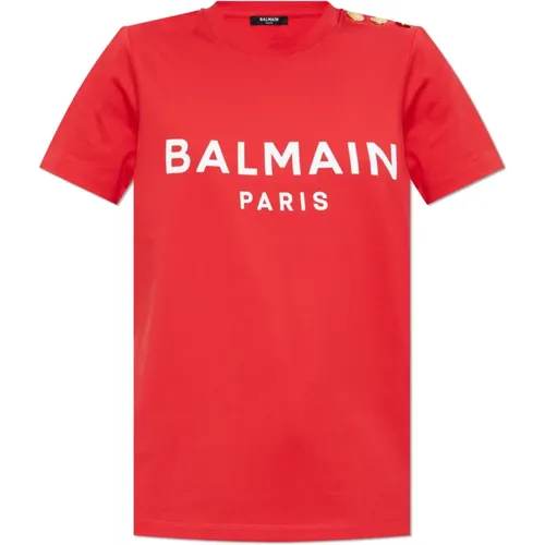 Balmain - Tops > T-Shirts - Red - Balmain - Modalova