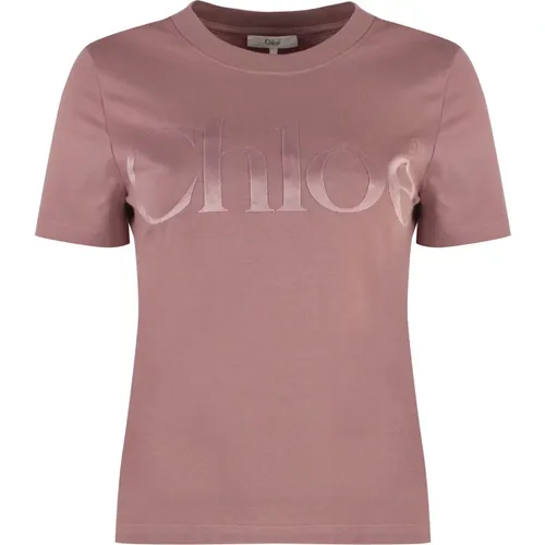 Chloé - Tops > T-Shirts - Pink - Chloé - Modalova