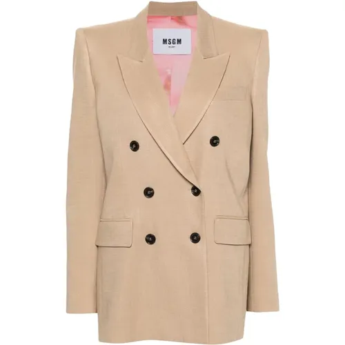 Msgm - Jackets > Blazers - Beige - Msgm - Modalova