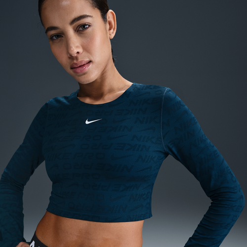 Haut court à manches longues en jacquard Dri-FIT Pro - Nike - Modalova