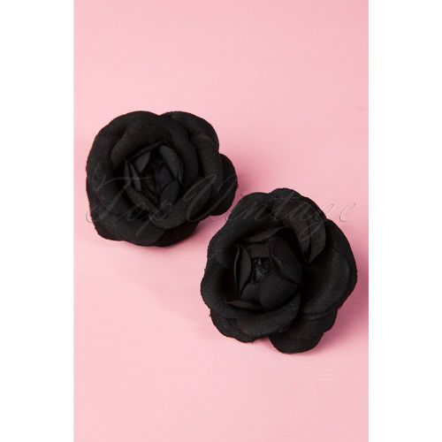 Pin-Up Pair Of Black Flower Hairclips Années 50 - zazoo - Modalova