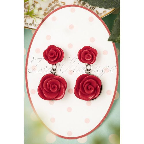 Romantic Red Roses Earrings Années 40 - sweet cherry - Modalova