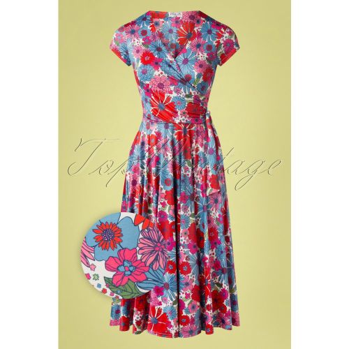 Layla Floral Cross Over Swing Dress Années 50 en Multi - vintage chic for topvintage - Modalova