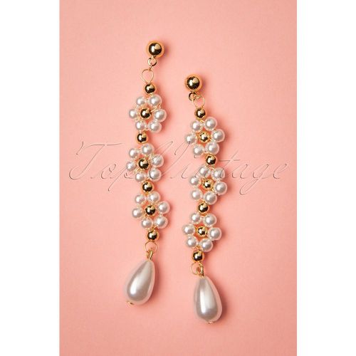 Flower Pearl Earrings Années 50 en Doré - glamfemme - Modalova