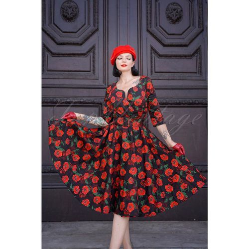 The Bombshell Roses Swing Dress en - Vintage Diva - Modalova