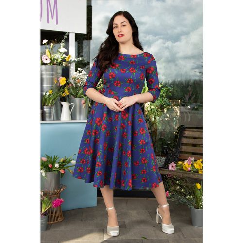 TopVintage exclusive ~ Adriana Floral Long Sleeve Swing Dress Années 50 en Foncé - topvintage boutique collection - Modalova