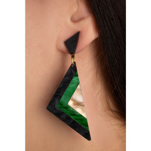 Art Deco Triangle Earrings en Vert - Glitz-o-Matic - Modalova