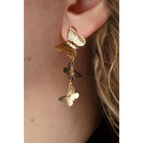 Boucles d'oreilles pendantes à papillons en plaqué or - Day&Eve by Go Dutch Label - Modalova