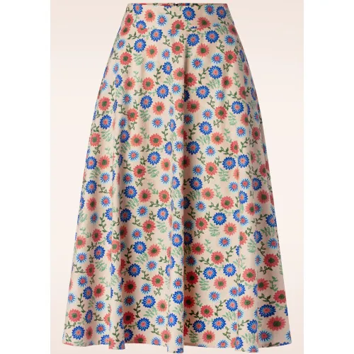 Jupe corolle Sweet Floral en crème - Banned Retro - Modalova