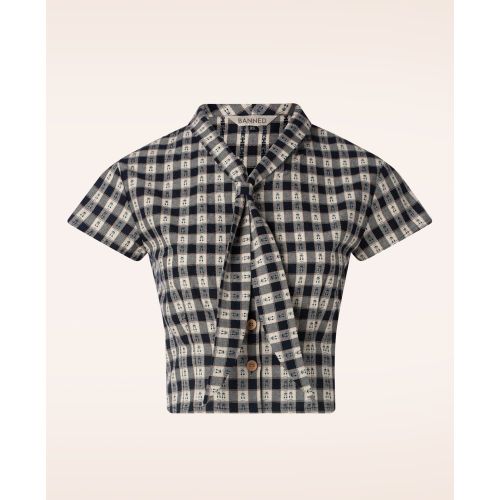 Chemisier Cherry Check en marine - Banned Retro - Modalova