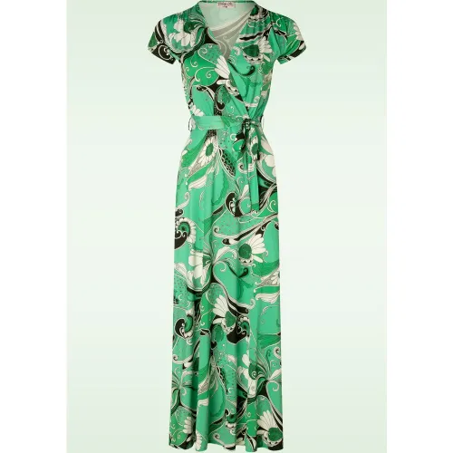 Robe longue Valerie en vert - vintage chic for topvintage - Modalova