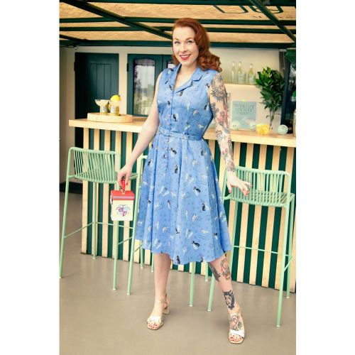 Robe corolle sans manches à motif caniches Caterina en - collectif clothing - Modalova