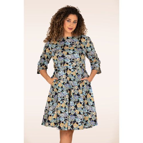 Robe Floral Feeling en Bleu Foncé - Banned Retro - Modalova