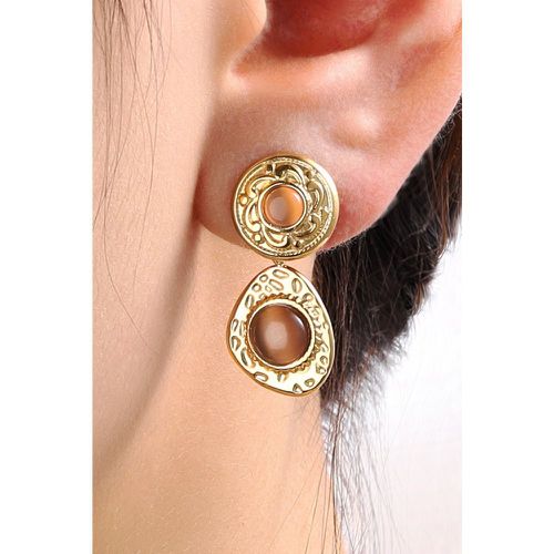 Boucles d'oreilles Sophia en plaqué or et ambre - Aliza - Modalova