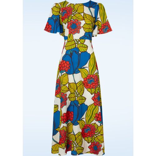 Robe longue fleurie Rene en lin et multicolore - traffic people - Modalova