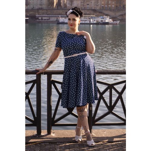 Hilly Hearts Swing Dress en Marine - vintage chic for topvintage - Modalova