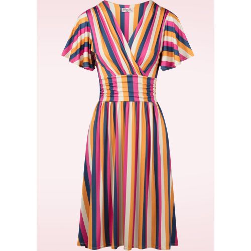 Robe évasée rayée Sadie en moutarde et multicolore - vintage chic for topvintage - Modalova