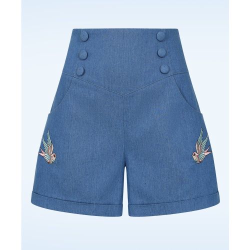 Short Millie Swallow en bleu jean - Banned Retro - Modalova