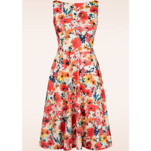 Robe évasée fleurie Cindi Poppy en et multi - vintage chic for topvintage - Modalova