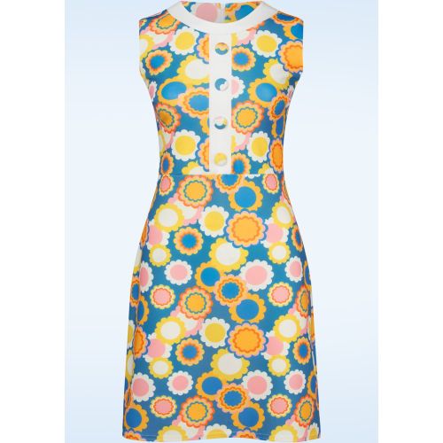 Robe fleurie Daisy en bleu et multi - vintage chic for topvintage - Modalova