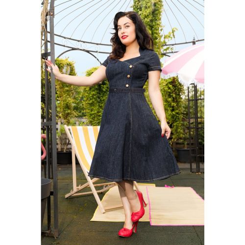 Robe évasée Lydia en denim foncé - Rock-a-Booty - Modalova