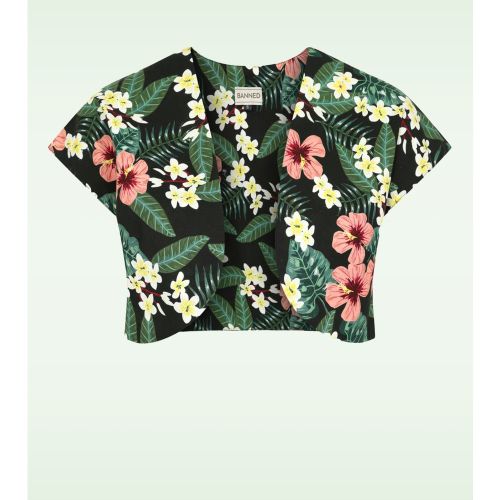 Boléro motif fleur de tiaré tropical Phoebe en - Banned Retro - Modalova