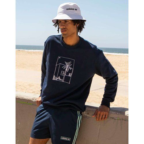 Summer Club - Sweat-shirt oversize à imprimé graphique illustré à la main - adidas Originals - Modalova