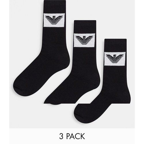 Emporio Armani - Bodywear - Lot de 3 paires de chaussettes à logo encadré contrastant - Emporio Armani Bodywear - Modalova