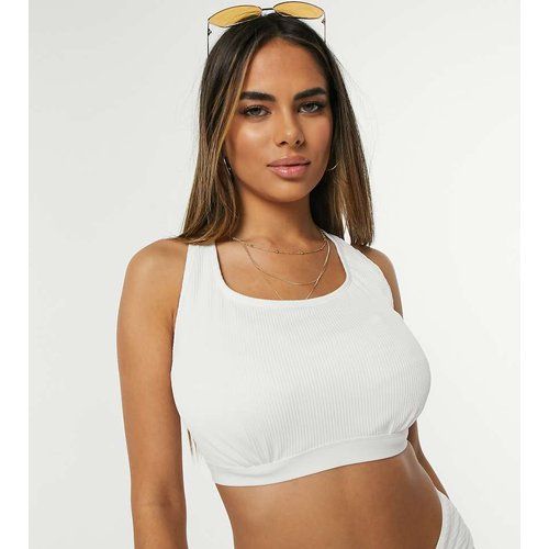 Mix and match - Haut de bikini court côtelé à armatures pour poitrines généreuses - Ivory Rose - Modalova