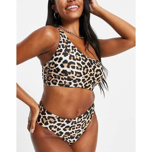 Poitrines généreuses - Mix and match - Haut de bikini asymétrique avec imprimé animal léopard - Bonnets E à G - Ivory Rose - Modalova
