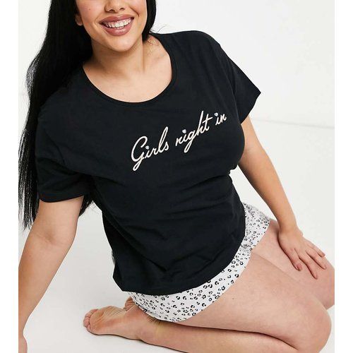 New Look Curve - Ensemble t-shirt et short legging à slogan Girls Night In - New Look Plus - Modalova