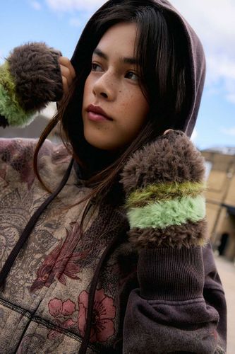 Gants sans doigts UO Teddy à rayures par en taille: TAILLE UNIQUE - Urban Outfitters - Modalova