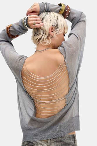 Haut en tricot perlé dos nu gris en taille: Small - Jaded London - Modalova