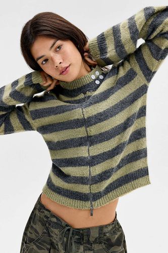 Pull tricoté à rayures avec fermeture éclair exclusif UO en taille: XS - Daisy Street - Modalova