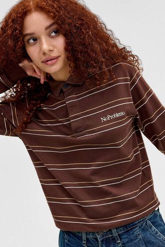 T-shirt de rugby à manches longues à rayures marron en taille: Small - No Problemo - Modalova